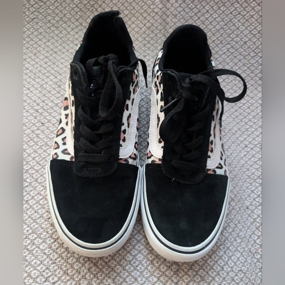 Vans Black and Leopard Print Women's Sneakers